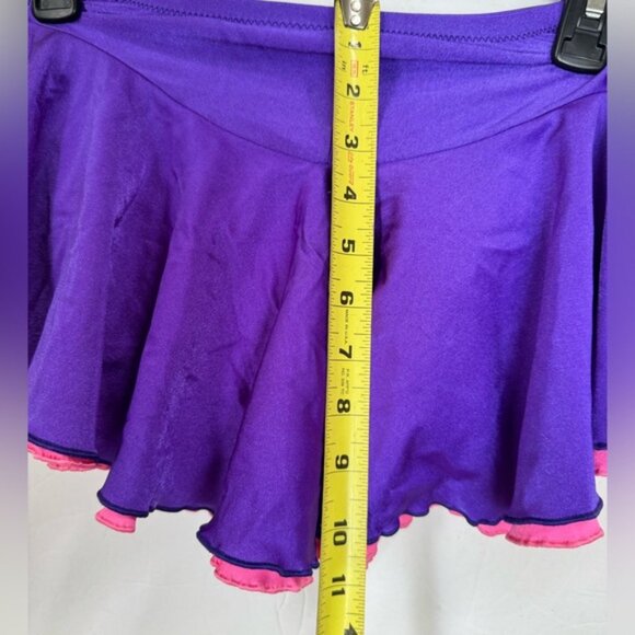 Figure Skating Boutique Double Georgette Skirt Stretch Purple Pink Ice Sports S - Picture 11 of 11